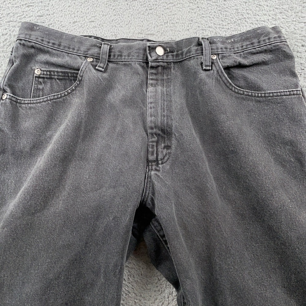 Wrangler Jeans Mens 38x30 Black Relaxed Fit Workwear Denim Cotton Casual